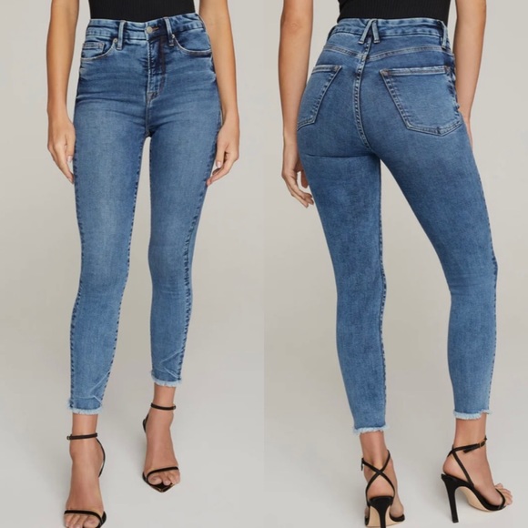 Good American Denim - Good American Womens Good Waist Crop Jeans Sz 4 Blue High Rise Stretch